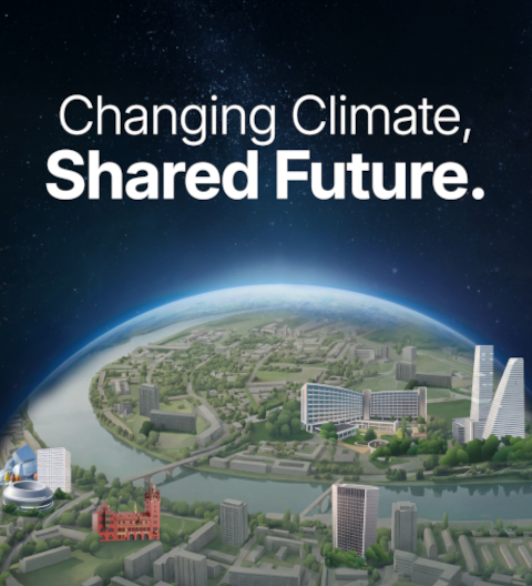 Symbolisches Bild: Erdkugel mit dem Rhein und der Stadt Basel